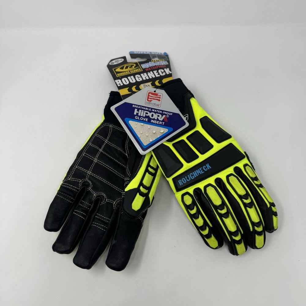 NWT Ringers Roughneck Leather Insulated Waterproof  Supercuff Gloves Size Medium